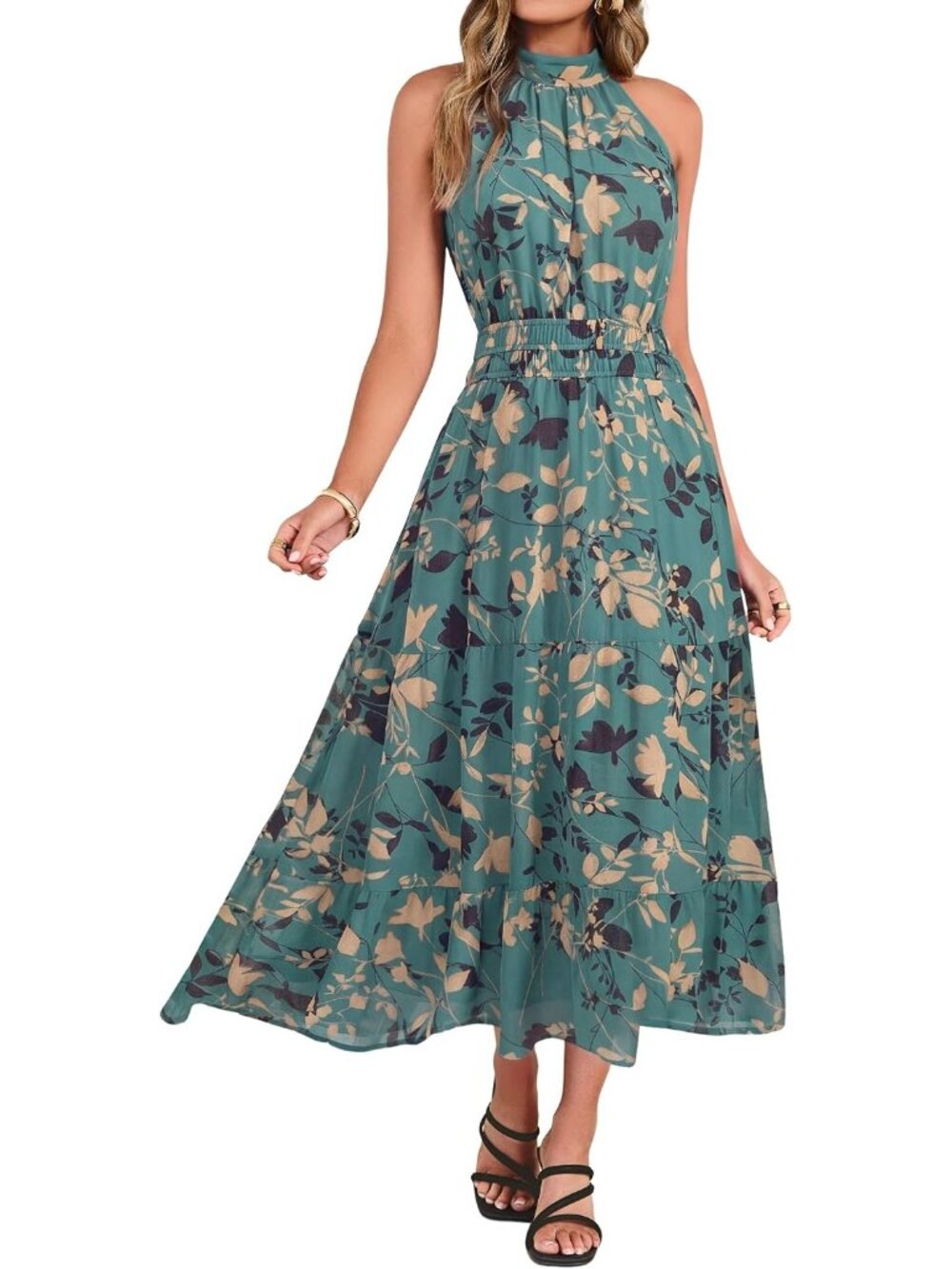 Women's Lake Blue Summer Vacation Boho Sundresses Formal Wedding Maxi Dresses